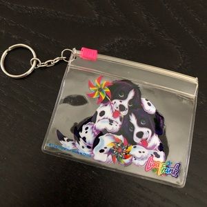 Vintage Lisa Frank puppies coin purse keychain